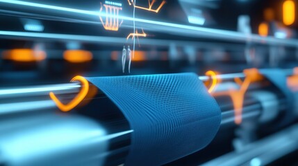 Innovative textile production process modern factory digital technology industrial environment close-up view high-tech manufacturing