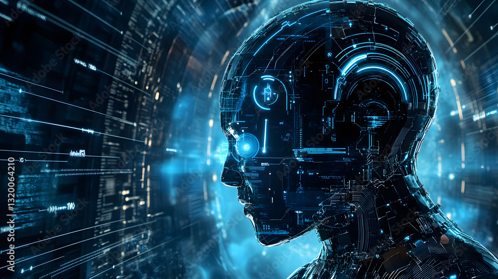 Poster robotics revolution ai-driven smart contracts transforming business operations in a digital environm