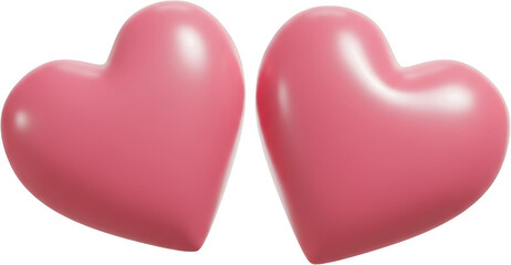Obraz premium Two Pink Glossy Hearts Romantic Love Symbol Valentine s Day Digital Illustration