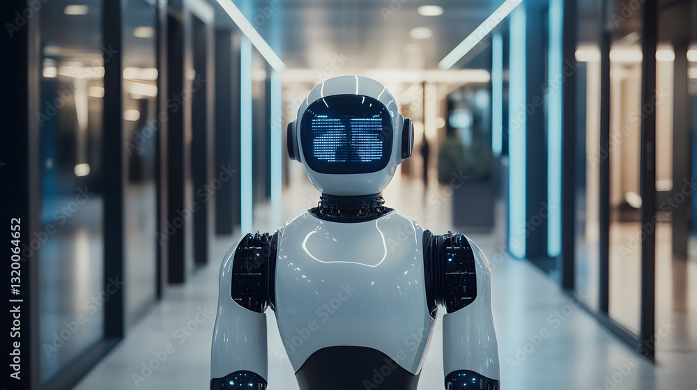 Poster advanced robotics in action ai-powered risk management solutions in financial institutions futuristi