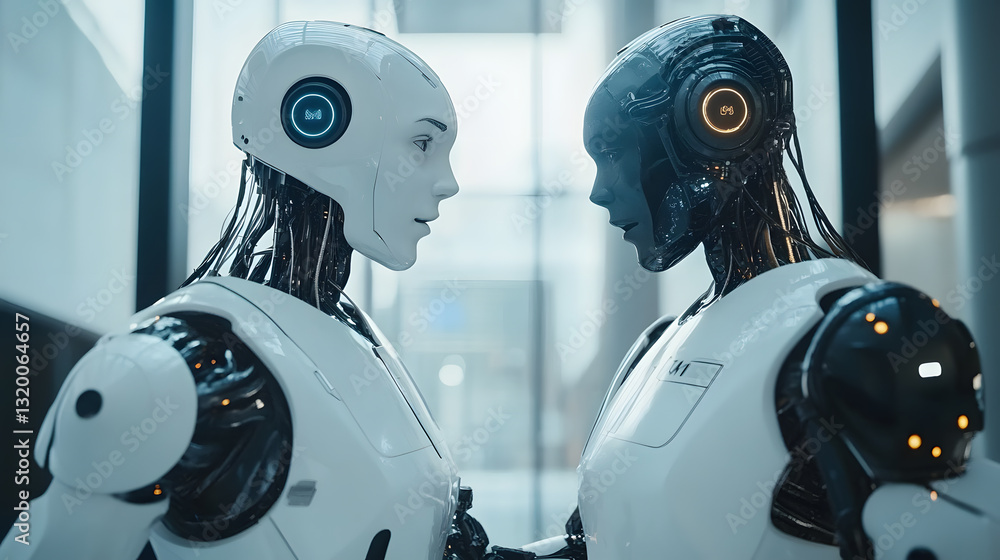 Poster innovative robotics collaboration futuristic laboratory visual content tech environment close-up vie