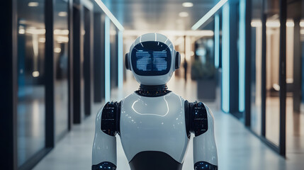 Advanced robotics in action ai-powered risk management solutions in financial institutions futuristic office environment