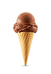 Ice cream with waffle cone in various flavors, color pack