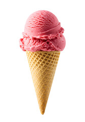 Ice cream with waffle cone in various flavors, color pack