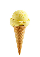 Ice cream with waffle cone in various flavors, color pack