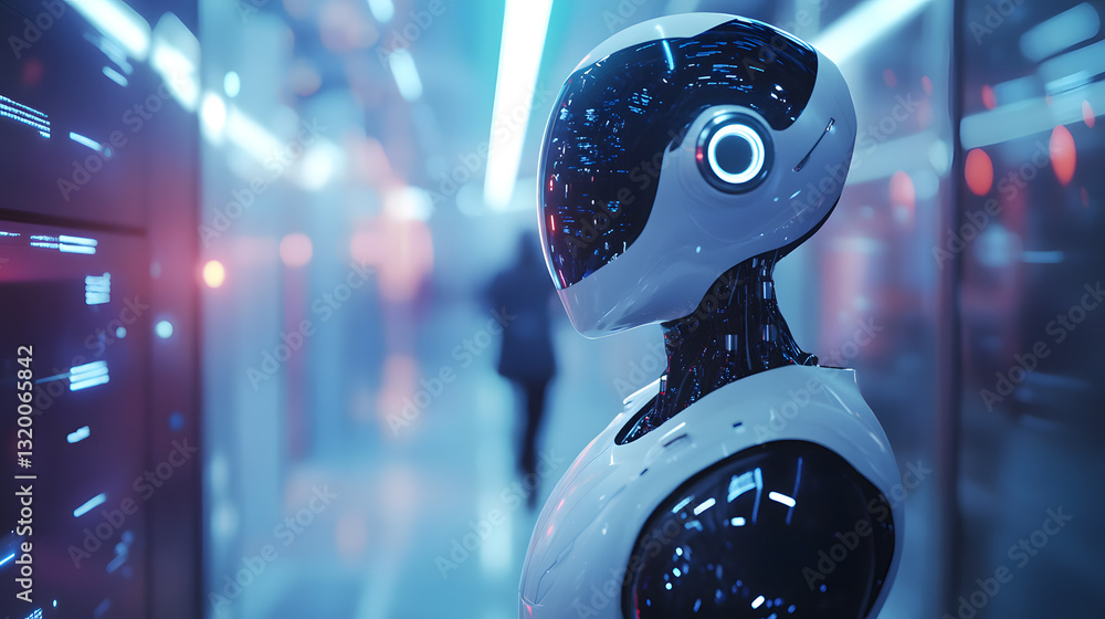 Poster robotics revolution ai-powered consulting robots transforming enterprises futuristic lab digital inn