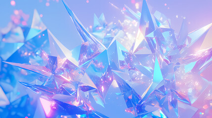 Abstract crystalline landscape with vibrant colors and shimmering light effects, evoking a dreamlike atmosphere