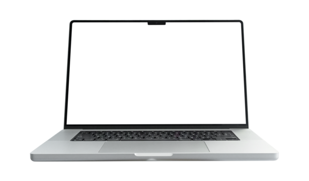 Laptop computer with blank transparent screen and background- PNG format. - Powered by Adobe
