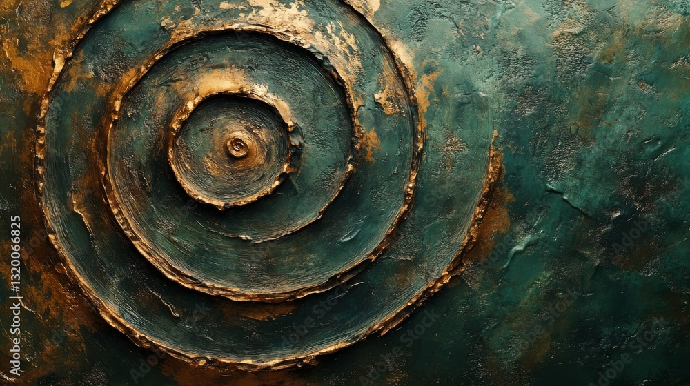 Poster an abstract textured artwork featuring concentric spiral patterns with color