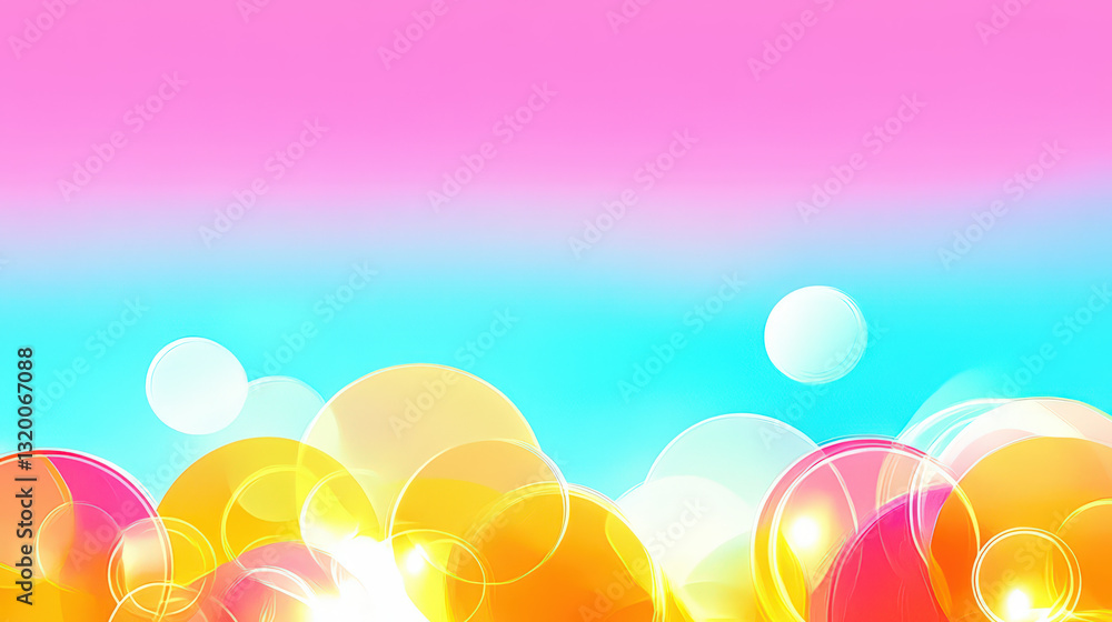 Poster bright and colorful abstract background with bubbles and gradients