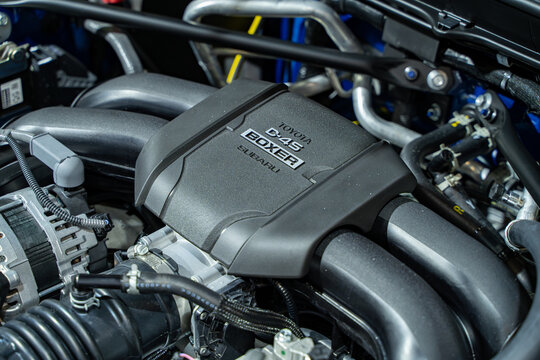 Engine view of Subaru BRZ tS at the 2025 Canadian International AutoShow. Toronto, Canada - February 14, 2025.