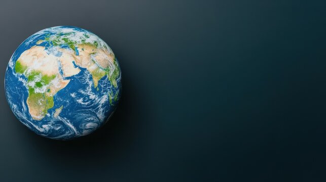 A globe of the earth is shown on a dark background