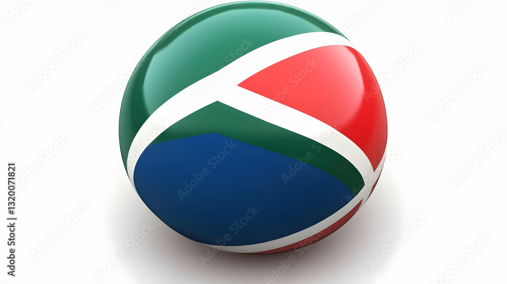 Poster 3d render of a glossy sphere displaying a flag-like pattern in red, green, blue, and white colors