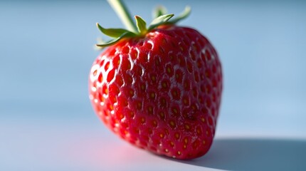 Close-up of a Fresh Red Strawberry with Stem on Soft Background