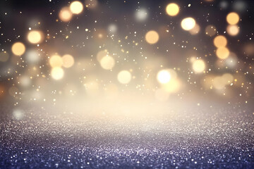 Fototapeta premium Abstract Glittering Background with Shimmering Lights and Bokeh Effects, Ideal for Festive Designs and Celebrations