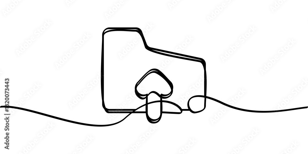 Poster continuous line drawing upload folder symbol. abstract line art illustration
