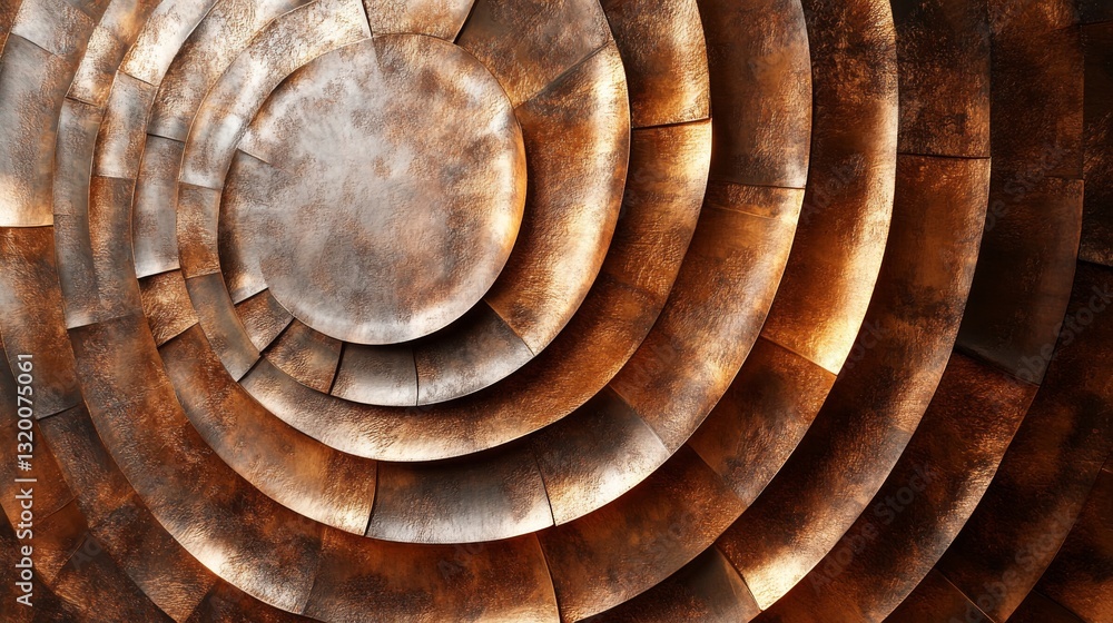Poster abstract circular structure with metallic texture and detailed composition