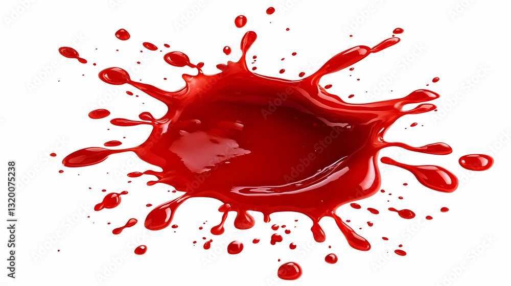 Poster 3d render of red liquid splashing, creating a dynamic, abstract background image with vibrant color 