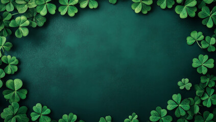 Shamrock Celebration, vibrant green backdrop adorned with shamrocks, ideal for St. Patrick's Day festivities, offers ample space for personalized messages or greetings.