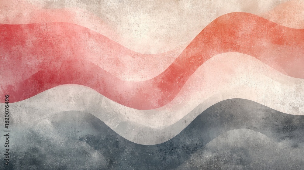 Poster abstract painted wave design showing layers and textured finish detail