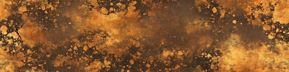 Seamless Copper and Brass textured abstract background featuring a blend of warm orange and brown hues with splashes and patterns resembling rust or aged metal.