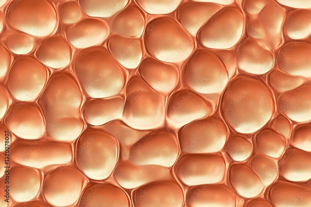 Poster seamless copper textured surface with smooth, rounded shapes resembling bubbles or droplets in a war