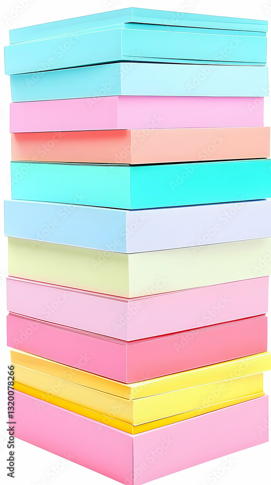 Poster pastel-colored boxes stacked high, creating a colorful and abstract background illustration