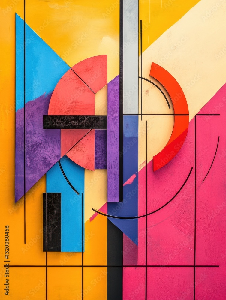 Aufkleber Geometric price tag transformed into an abstract figure within a bold modern art composition highlighting discount elements