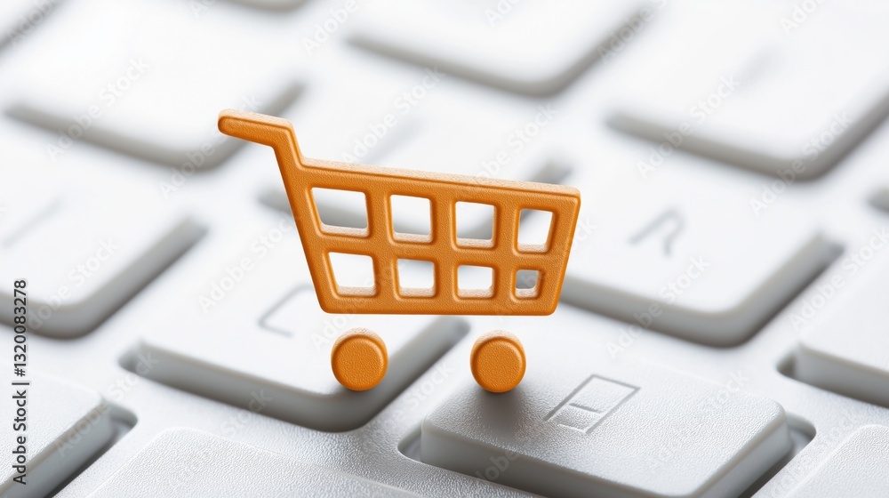 Aufkleber modern online shopping cart on keyboard representing smooth checkout process for e-commerce