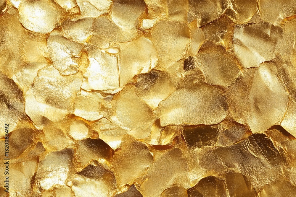 Poster seamless textured golden surface with irregular shapes and reflections, creating a luxurious and shi