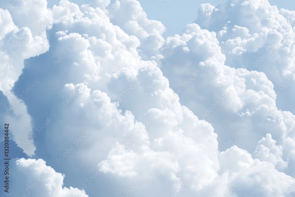 Poster a backdrop of soft, fluffy white clouds, creating an abstract texture.