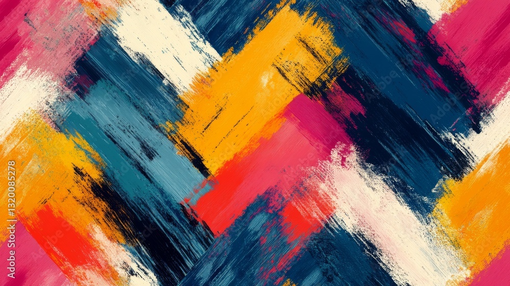 Poster colorful abstract art showing overlapping brush strokes across a surface