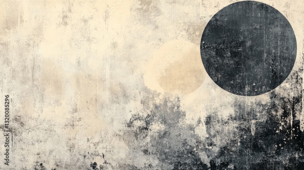 Poster two circular shapes over a grungy and textured background
