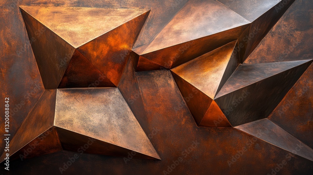 Poster abstract design displaying geometric shapes with a metallic finish