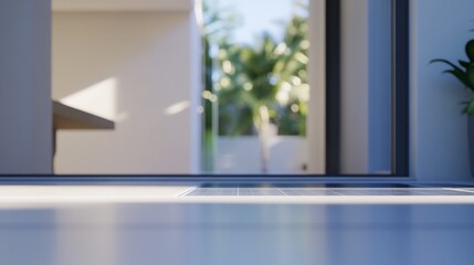 Obraz premium Modern house with solar panels, showcasing sustainable living in a clean, contemporary design. 