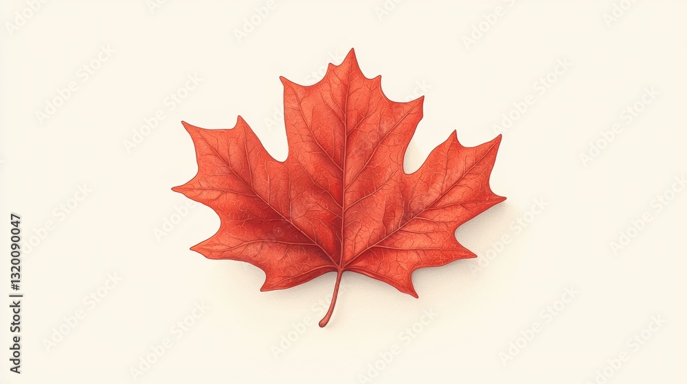Aufkleber vibrant red maple leaf illustration on a soft background creating a stunning visual element for seas