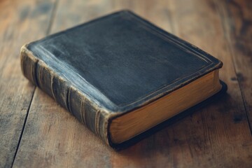 Obraz premium A Bible resting on a wooden table.