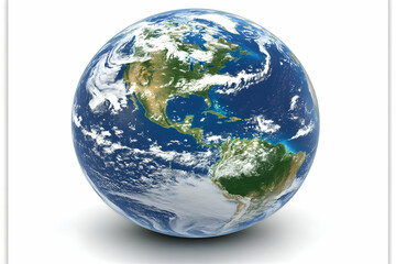 Fototapeta premium 3D Render of Earth as an Egg, Showing North and South America, Detailed Clouds and Continents