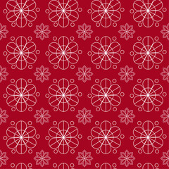 Decorative ethnic floral seamless white pattern background