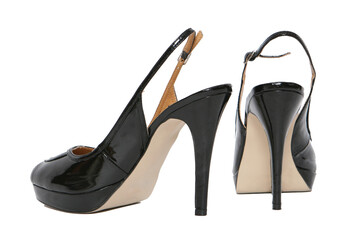 Los Angeles, CA - USA. June 15, 2014: 
Pair of women black high heels on isolated background.