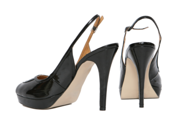 Los Angeles, CA - USA. June 15, 2014: 
Pair of women black high heels on isolated background.