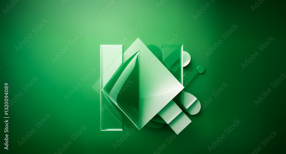 Aufkleber abstract composition with overlapping geometric shapes in shades of green and white. a modern and cl