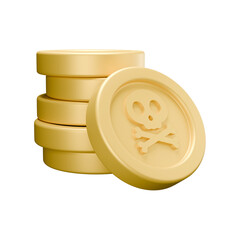 3D icon render pirate coins 