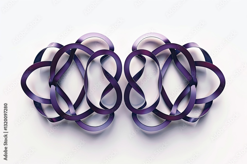 Poster elegant arrangement of interconnected violet loops creating an abstract design