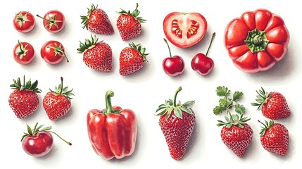 Red Fruits and Vegetables Studio Photography