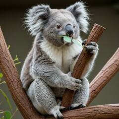 Obraz premium Koala’s Fluffy Ears and Adorable Face in a Natural Setting