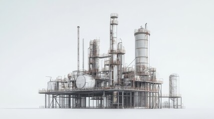 Obraz premium An oil and gas plant isolated on a white background 
