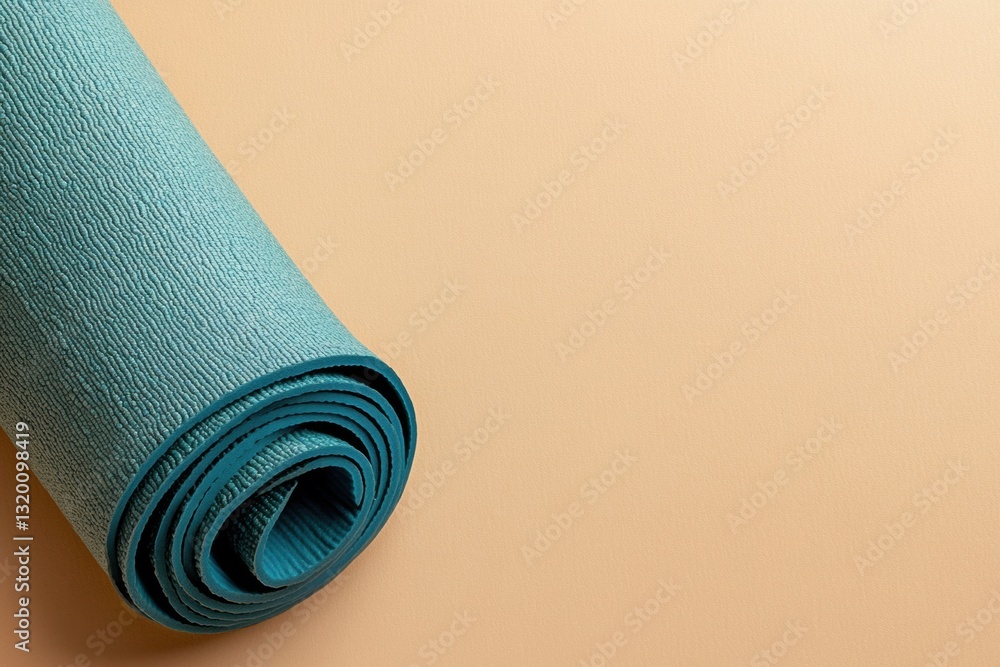 Aufkleber Minimalistic yoga mat displayed in soft tones, showcasing clean design and ample empty space for a calming aesthetic
