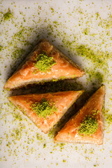 Carrot Slice Baklava (Turkish: Havuc Dilim Baklava) on tray. Traditional Baklava from Gaziantep,...