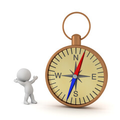 Happy 3D Character with a Large Compass